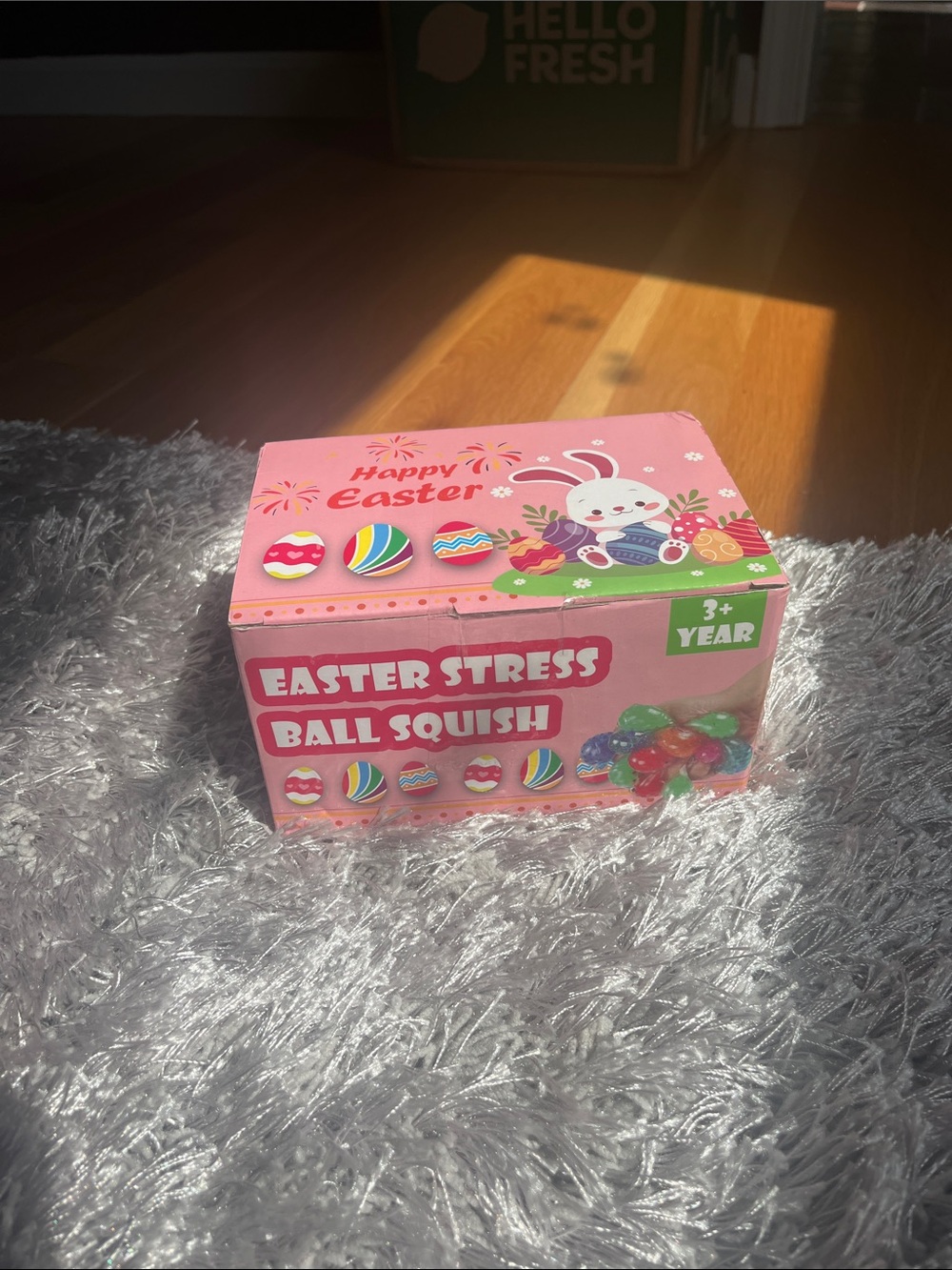 Happy Easter Pink Easter Stress Ball Squish Toy Box
